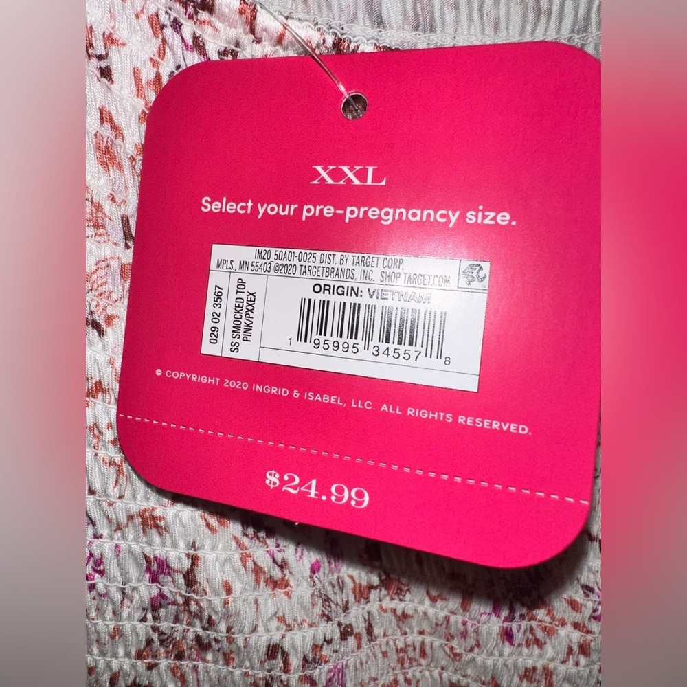 ⭐️New with tags ⭐️ Isabel Maternity Elow Sleeve Smocked Maternity top size XXL - Picture 4 of 4